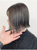 【松戸　松田】切りっぱなしボブ　ハイライトカラーグレー