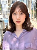 くびれミディアム/レイヤー/顔周り/小顔/ベージュ/20代30代
