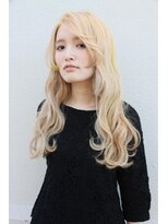 トランク ヘアー デザイン(tranq hair design)&nbsp;ロングハイトーンホワイトブリーチイエローカラー