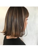 ◆melgina◆アッシュオリーブ ベージュカラー ハイライト