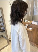 ウルフレイヤーカット大人コテ巻き風パーマくせ毛風パーマ小顔