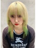 ブリーチ デザインカラー 裾カラー ウルフ 顔周りウルフ