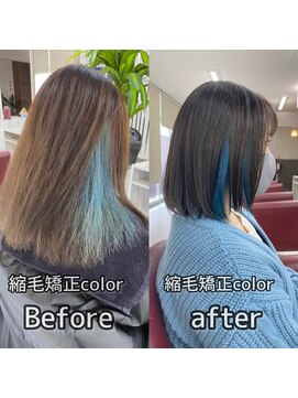 クロス(CROSS) ブリーチ毛縮毛矯正Before/after