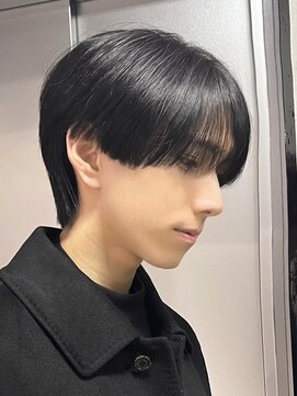 エルマーク 梅田(L-MARK) 黒髪マッシュナチュラルマッシュメンズヘア韓国ツーブロック