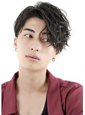 波巻きパーマツイストスパイラル耳掛けセンターパートウルフ