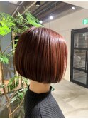 前下がりミニボブ×ボルドーカラー