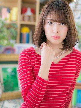 カバーヘア イヴ 戸頭店(COVER HAIR EVE) 大人かわいい斜めバング前下がりロングボブh3戸頭20代30代40代