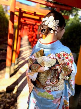 カワヅ KAWAZU美容室の写真/着付け&ヘアセットはお任せ！着崩れしにくく疲れにくい、プロの技術で大切な日を華やかに演出します♪