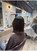 ぱつっとボブ ブリーチなしカラー 透明感カラー 長崎浜の町