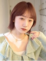 ガーデンヨコハマエスト(GARDEN YOKOHAMA est)&nbsp;シースルーバング ボブ くびれヘア アプリコットオレンジ