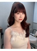 【前田七音】ワインレッド/ぱっつん前髪/韓国風巻き