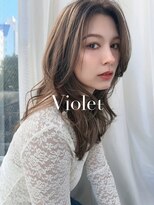 バイオレット 表参道店(Violet) ミディアムレイヤー顔まわりカット明るめアッシュブラウンID-12