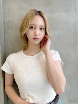 ロンド ストラーダ 心斎橋(Lond strada) 韓国前髪顔周りロング×ピンクブラウン[心斎橋/髪質改善]