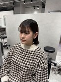 ばっさり外ハネ耳掛けボブ　ヘアドネーション