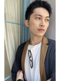 メンズショート　ブルーブラック　アップバングメンズ　