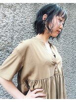 ノア ヘアデザイン 町田店(noa Hair Design)&nbsp;ウェーブ×ダークネイビー