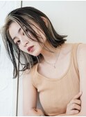 切りっぱなし外ハネフェイスフレーミングインナーカラー黒髪小顔