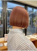 ピンクベージュ / ピンクブラウン / 切りっぱなしボブ