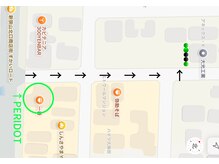 ペリドット(PERIDOT)の雰囲気（緑の丸3台がお客様駐車場です。）