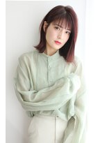 ルー(Luu) 切りっぱなし外ハネボブパッツンバンク♪ディープレッド