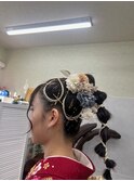 玉ねぎヘア水引き金箔アレンジ