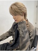 ホワイトグレージュ　センターパート　２WAYバング　MOMO