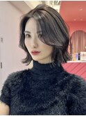 オリーブグレージュ×くびれボブ