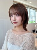 顔周りの似合わせカットとダークブラウンが可愛い