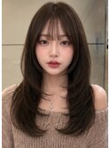 大人ヘア　レイヤーカット　ハッシュカット　ミントベージュ新宿