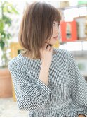 くせ毛風透け感外ハネミディ大人ハイライトa戸頭20代30代40代
