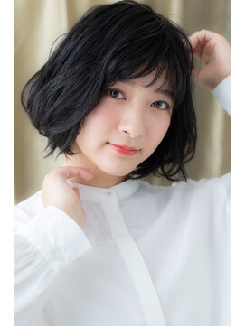 カバーヘア ブリス 大宮西口(COVER HAIR bliss) 大人かわいいくせ毛風黒髪ゆるふわAラインボブショートW大宮