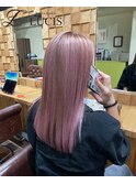 セミロング◎ピンクハイライト
