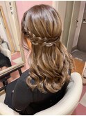 編み込みハーフアップ