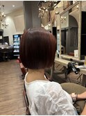 切りっぱなしボブオレンジブラウン