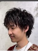 men's/スペインカール/スパイキーショート/ブルーブラック