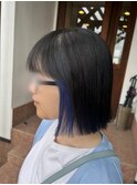 切りっぱなし/ブルーインナーカラー