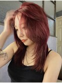 【macana指名】レイヤーカットウルフ暖色レッドピンク登戸