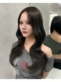 15362黒髪グレージュ髪質改善レイヤーワンカール韓国ストレート