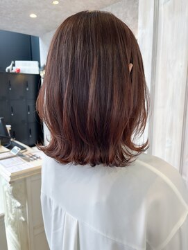 キャアリー(Caary) 福山人気20代30代ピンクベージュ艶髪ブリーチなしレイヤーミディ