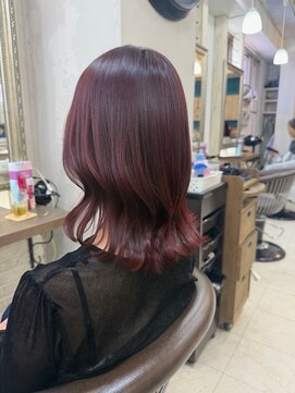 ヘアーアンドメイク シークタチカワ 立川店(Hair&Make Seek) 大人気！くびれレイヤー×ブリーチなしボルドーピンク