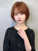 ショートボブ　ボブ　軽め　斜めバング　ことりベージュ