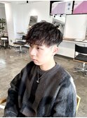 メンズショートマッシュヘア稲妻ライン【隠せるバリアート】