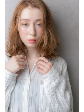 カバーヘア ブリス 川口(COVER HAIR bliss) 透明感オレンジブラウンかきあげボブパーマ309X川口10代20代30代