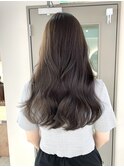 セミロングくびれレイヤー韓国ヘアオリーブベージュ【横浜市】