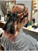 ALMO◎結婚式ヘアアレンジ【リボン編み込み】
