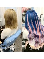 あるじゃんすー 天神店&nbsp;パープル×ピンク#シールエクステ#セクションカラー#韓国#天神