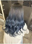 ブルーグラデーション×グレージュ