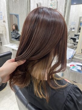 ロア 熊本(LOA) インナーカラー　ピンクブラウン×ベージュ　10代20代30代40代