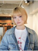 韓国/顔周りレイヤー/ダブルカラー/ベージュ/前髪新潟長岡宮関◆