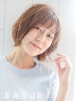 ナチュラルボブ_耳かけウェーブパーマフォギーベージュ_37656